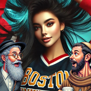 Rabbi Dave and Friar Rod astonished by AOC's Big 'ol Socialist Titties. Created bt DrB on 09/01/24 using ChatGPT